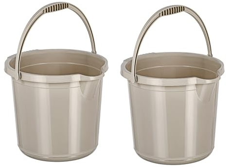 Best House | Plastic Water Bucket | 10 Litres | CREAM | 2 Pcs | Cleaning Bucket | Bathroom Bucket | Durable Household Water Storage Bucket with Handle, Multi Purpose Use for Home Garden & Workshops