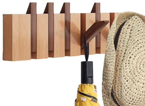 Perchero de madera multicolor de 45 x 14,5 cm, para colgar en la pared, moderno, único, ahorra espacio, para colgar abrigos, bufandas, bolsos y más