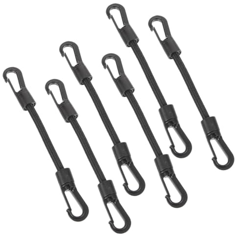 Cuerda de Gancho Multifunción Negra 6 Piezas para Amarre Exterior