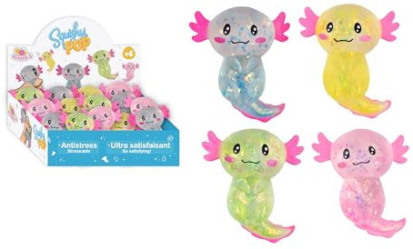FLYPOP'S - Paket med 12 Squishy Axolols anti-stress - kermesse set - 037225PA - flerfärgad - plast - barn - vuxen - rehabilitering - sensorisk leksak - present - födelsedag - från 3 år