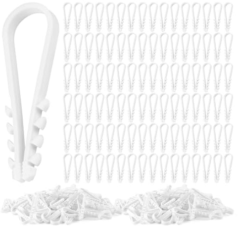 200 tasselli per passanti, tasselli per passanti, morsetti per tasselli, tasselli in nylon, 11 – 18 mm, morsetto per tasselli a forma di U, fascetta per cavi (bianco)