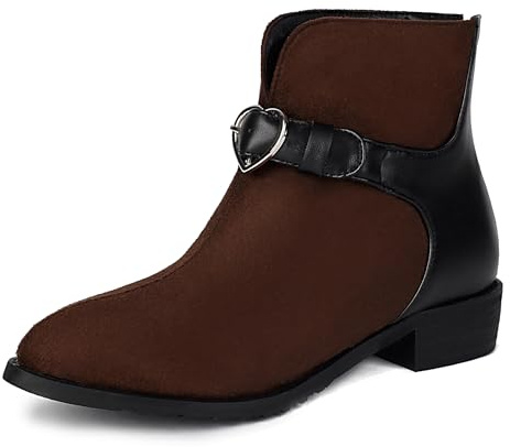 Bviennic Botines Mujer Plano Comodo Almond Toe Zip Slouch 2667 Marrón Talla 44 EU/46Cn