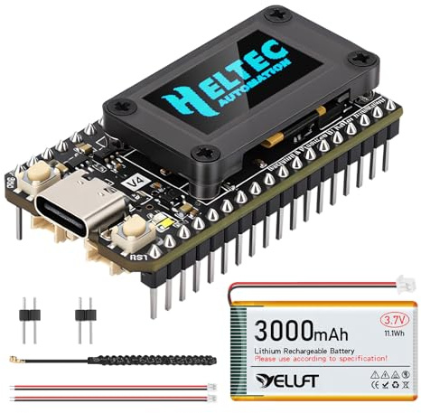 YELUFT 1 scheda di sviluppo pre-saldata ESP32 LoRa V4 con batteria da 3000 mAh, Wi-Fi integrato Bluetooth SX1262 868 MHz LoRa, display OLED da 0,96 pollici, interfaccia USB C per tastiera mesh