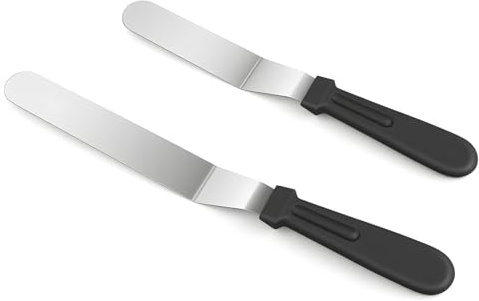 Espátula para Repostería en Angulo, 2 Pcs Decorativa para Glaseado deTartas, Paleta Angular de Respostería, Angulada, Flexible, Magdalenas y Pasteles para el Hogar, Panadería, Cocina