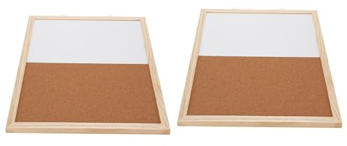 Bewinner Tablón de Anuncios Combinado de 2 Piezas, Pizarra Blanca Magnética de Borrado en Seco y Tablero de Exhibición de Corcho con Marco de Madera para el Hogar, la Escuela, la Oficina 30x40 Cm