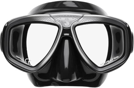 SCUBAPRO Zoom Scuba Mask with Ultra Clear Dual Lens and Lens-Change System for Optical Lenses for Diving, Full Black