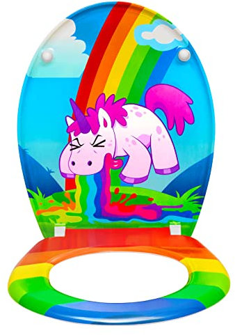 eSituro WC Sitz mit Absenkautomatik,Duroplast Toilettendeckel,Einfache Installation,Einhorn