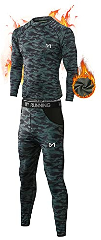 MEETYOO Conjuntos térmicos Hombre, Deportes Ropa Interior térmica Aire Libre Base Layer Thermo Function Ropa Deportiva de Invierno para Running Ciclismo Esquí (Camuflaje Azul, M)