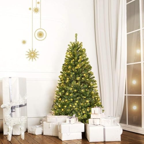 RELAX4LIFE Sapin de Noel Artificiel 150 CM, Sapin de Noel Lumineux LED 150 CM à 2 Couleurs avec Socle en Métal, Arbre de Noël Idéal pour Maison/Bureau/Magasin