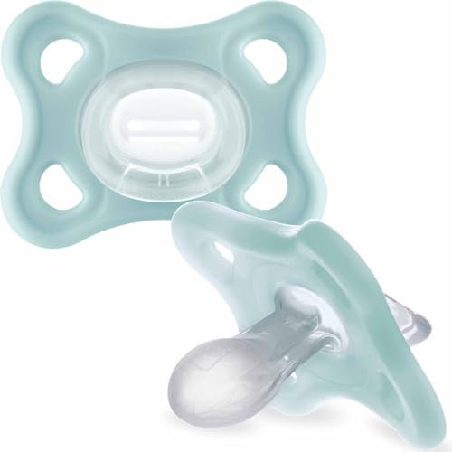 MAM Comfort All Silicone Soothers | 3-12 Months | 2 Pack | Comes in Dummy Steriliser Case | Sustainable Materials | Baby Accessories | Blue/Cream (Various Designs)