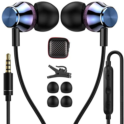 Écouteurs filaires 3,5 mm pour ordinateur portable, manette de jeu, téléphone Android, Samsung A15 A14 A13 A12 A52, isolation du bruit, écouteurs intra-auriculaires avec micro contrôle du volume, HiFi