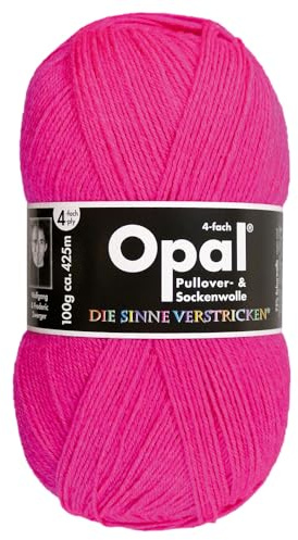 Frida's Ullhus opal 100 g Uni 4-vägs strumpgarn strumpor stickade filtfri ull 35 färger (2010 | neonrosa)