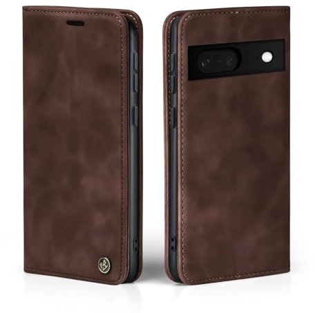 LBH Custodia per Google Pixel 8, marrone scuro, con scomparto per carte di credito e denaro, con funzione leggio, chiusura magnetica, stile vintage