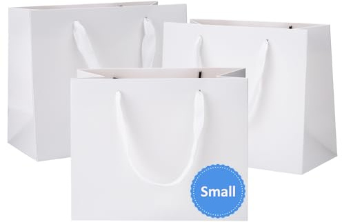 Ronvir 25 Pièces Pochettes Cadeaux avec Anse 22 x 10 x 18cm, Petit Sacs Cadeaux en Papier pour Mariages, Anniversaires, Halloween, Noël, Commerce de Détail, Fête, Noir