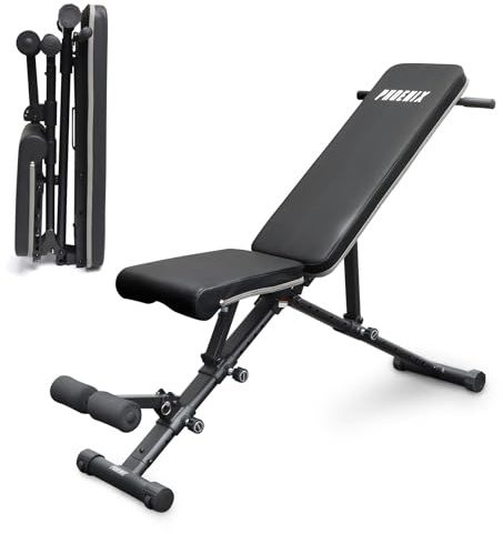 Phoenix Fitness Adjustable Bench - Foldable Weight Bench for Full Body Workout - 362kg/800lb Strength Training Bench for Home Gym - Utility Incline Decline Flat Bench for Weightlifting - Black