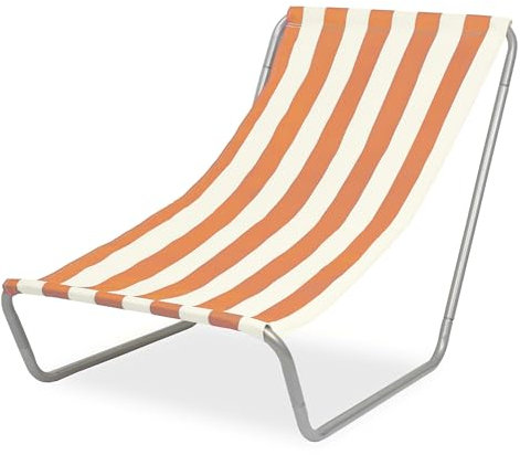 FEBE Sonnenliege Strandliege Liegestuhl Garteliege Orange/Beige Kompakter Strandstuhl mit Tragetasche für Garten Pool und kleinen Balkon Textilgewebe
