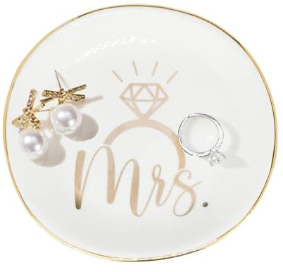NociHah Piatto per gioielli con anello di fidanzamento, in ceramica, per signore, signore, fidanzate, signore e ragazze