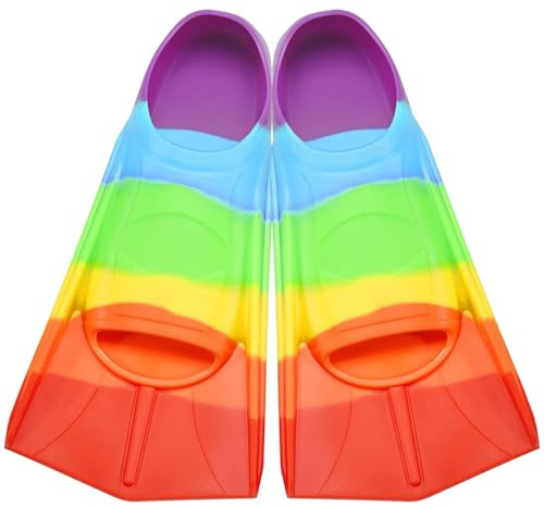 Palmes de natation courtes pour enfants, 100 % silicone, pour l'entraînement de natation, l'entraînement en eau libre, la plongée avec tuba, pour garçons et filles, débutants, XXXS (24-26)