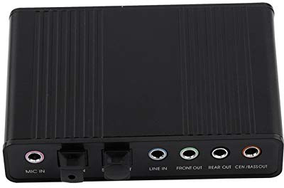 Elprico USB Sound Card, 6 -kanal Extern Digital Optisk SPDIF -ljudadapter för PC, 48/44 KHz Samplingshastighet med SPDIF In/out, Kompatibel med 98/2000/Vista/Win7/OS X OS9.1