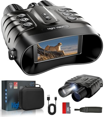 Sovonix Night Vision Goggles 4K 48MP, 10000mAh Rechargeable 8X Digital Zoom 7-Level IR Night Vision Binoculars Vista 600m can Save Photo and Video for Camping and Surveillance with 32GB Card