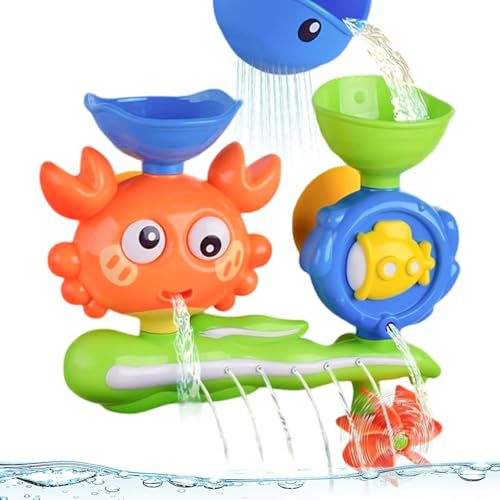 Juguetes de baño para niños de 1-3 años, juguete de baño para niños con cascada y funciones de rotación, juguete para bañera para niños y niñas