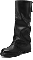 QUEEN HELENA Stivali Alti a Gambale Largo Donna X33-71 (Nero Pu, Taglia unica, Sistema Taglie Calzature EU, Adulto, Donna, Numero, Media, 35)