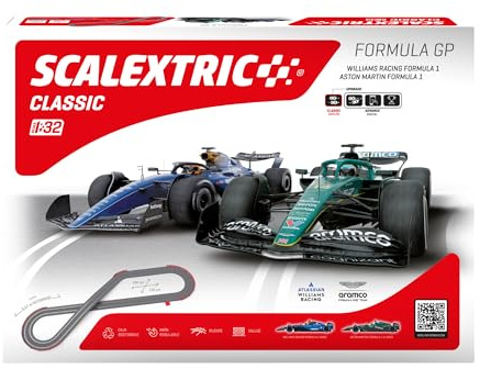 SCALEXTRIC Circuit Classic - Piste de Course complète - Voitures et Commandes incluses - Échelle 1:32 (Circuito Classic Formula GP)