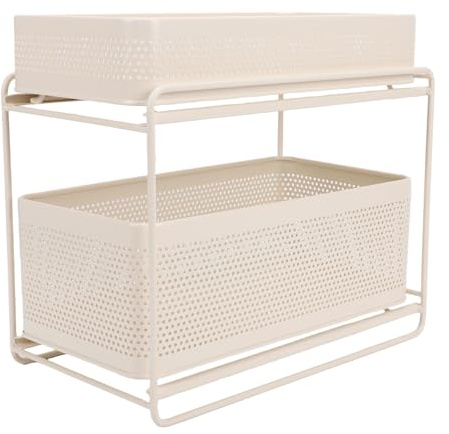 Yechiry Organizer Estraibile Sotto il Lavello, Scaffale per Lavello in Acciaio a 2 Livelli, Armadietto per Riporre i Condimenti, con Parapetti per, Bagno, Lavanderia, Ufficio, Scuola