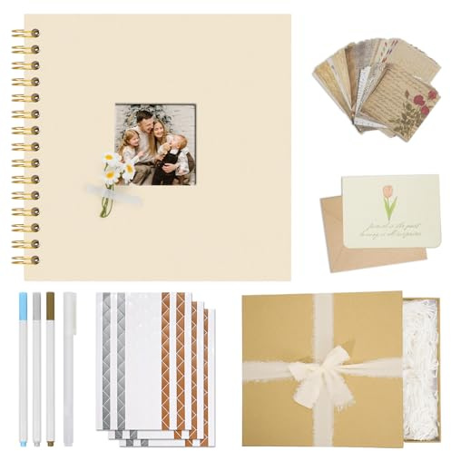 Vienrose Fotoalbum Geschenkset, 20,5x20,5 cm, 20 Blätter, 40 weißen Seiten