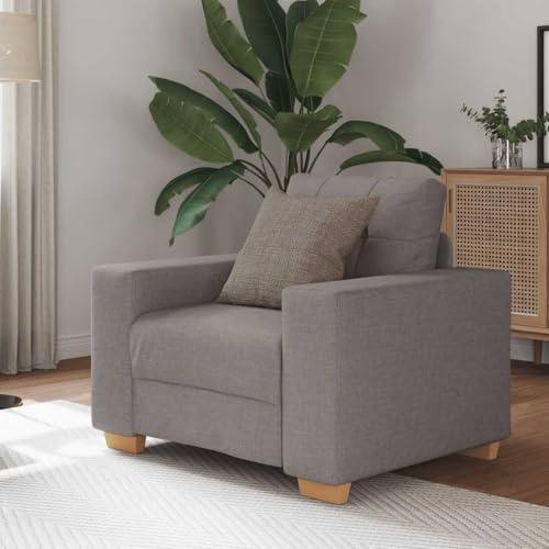 GeenYuu Sofffåtölj, brungrått, 60 cm tyg, relaxsoffa med skumstoppning, stabil träram, för vardagsrum, sovrum, 110 kg lastkapacitet