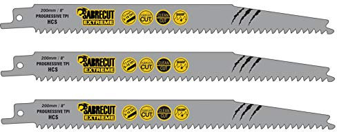 3 x SabreCut SCRS2345X_3 200mm 6-10 TPI S2345X Very Fast Wood Cutting Reciprocating Sabre Saw Blades