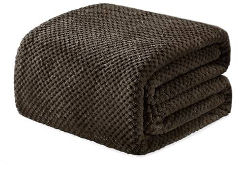 Exclusivo Mezcla Fleecefilt king size, supermjuka och varma påslakan för soffa, soffa och säng, våffeltexturerad, mysig, luddig och lätt (kaffe, 90 x 104 tum)