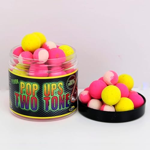 Fluor Two Tone Pop Ups Boilies 14/20mm Pro Elite Baits | Cebos Pesca Carpa | Artificial Baits Carp (14-20mm, Banana Strawberry)