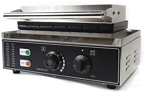 Hot Dog Maker, Edelstahl Waffeleisen für Hotdog Anti-Haftbeschichtung 1500 W, Maximale Temperatur bis 300° C mit Bürsten, Schwämme, für Bäckerei, Cafeteria, Schnellkostwagen