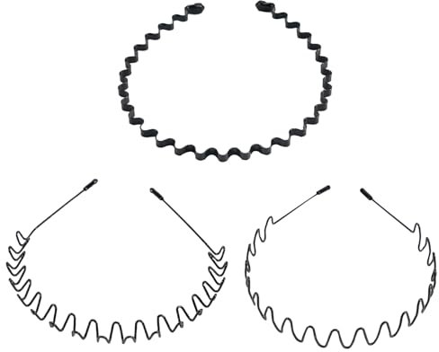 3 stycken metallhårband, våghårband män kvinnor med halkfria tänder, svart halkfritt elastiskt mode hårband hårstyling tillbehör för sport, fitness.