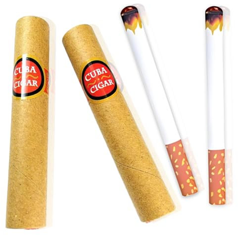 4 Pièces Fausses Cigarettes et Faux Cigare Kit, Apparence Réaliste de Fausse Cigarettes, Cigarettes Bouffées, Idéal pour Blagues, Comédie, Spectacles, Fêtes Déguisées