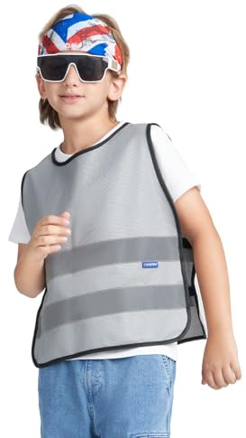 Grey 6-9 Years kids High Vis Reflective construction Safety vest