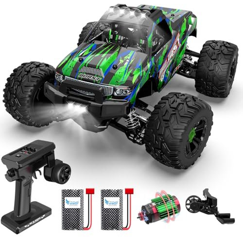 Voiture télécommandée 1:14 RC brushless 75+ km/h Offroad, 4WD rapide avec 7 lumières, 2 batteries, 2,4 GHz tout-terrain, voiture radiocommandée pour adultes à partir de 8 ans
