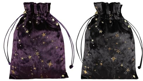 Rurunklee Lot de 2 pochettes de rangement en velours avec cordon de serrage pour tarot, dés et bijoux, pochette en , violet, Refer to description, Unisexe