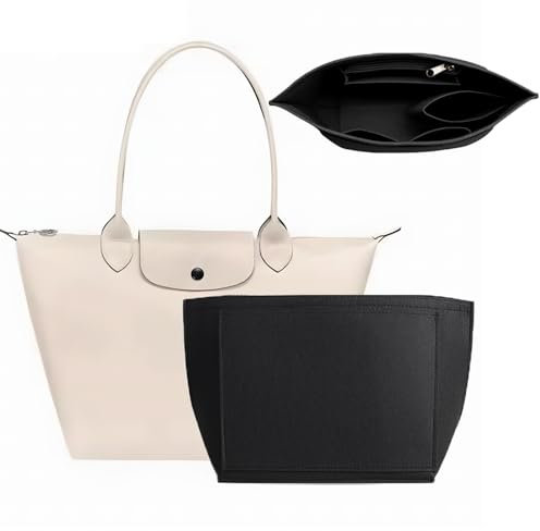 Nircho Taschen Organizer für Longchamp, Filz Handtasche Organizer mit Multi-Taschen, Große Kapazität Tascheneinsatz-Organizer Für Longchamp, Geldbörsenzubehör für Longchamp Tragetasche (Schwarz, M)