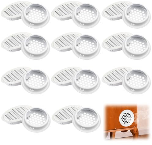 20 Stück 35mm Lüftungsgitter Rund,Rund Lüftungsgitter Weiß,Edelstahl Lüftungsgitter Rund,Flach Belüftungsgitter,Zweiseitig Wärme Abführen Lüftungsloch,für Schränke Bücherregale Schuhschränke