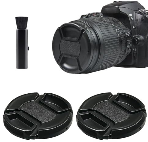 Lot de 2 58mm Bouchon d'Objectif Frontale Protège, Bouchon d'objectif, Bouchon d'objectif Universel Compatible, livré avec 1 brosse d'objectif, pour Les appareils Photo avec Objectif de 58mm