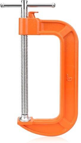 Lytool 6 Inch Quick Release C Clamp, Heavy Duty G Clamp for Woodworking, One-Button Fast Clamp with Fine Adjustment Screw (1 Pack)