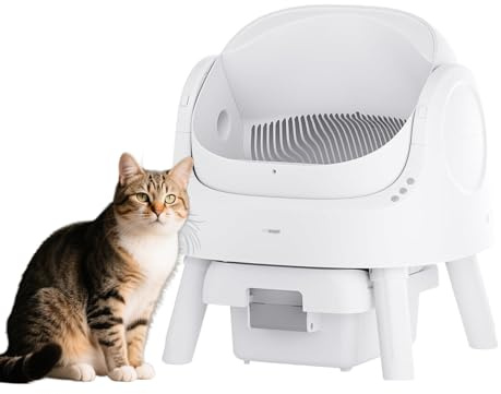 Petpivot Self-Cleaning Cat Litter Box, Open-Top Litter Tray with Safety Sensor, Large Space, Quiet Operation, Modern and Simple Style, Easy Maintenance, for Multi-Cat Households