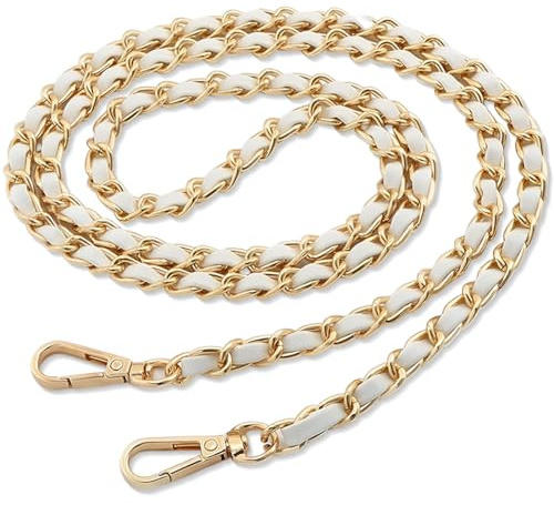 RVYEIOP correa bolso bandolera con efecto metálico, cadenas para bolsos de 120 cm de largo, diseñado específicamente para bolsos de mano de mujer, apto para carteras, bolsos cruzados, etc. (blanco).