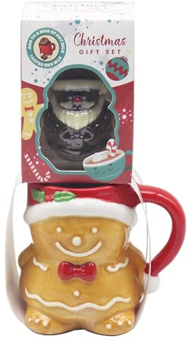 The Leonardo Collection Gingerbread Food Gift Novelty Mug & Chocolate Bomb for Hot Drinks | Reusable Fine China Coffee Cups for Kitchen & Home | Durable Printed Tea Mugs for Every Occasion