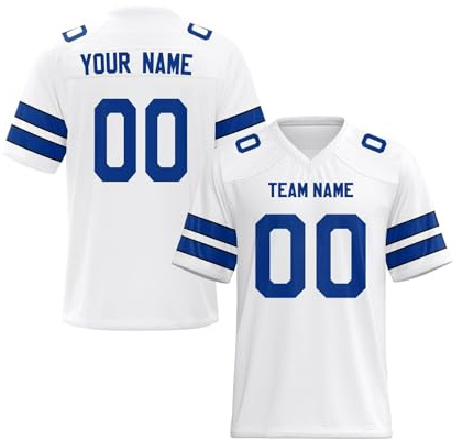 Jersey de Fútbol Americano Personalizable – Camiseta con Número y Nombre – Tallas para Hombre, Mujer y Niño Blanco
