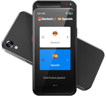 Dispositivo de Traductor de Voz,Traductor de Voz inteligente de Dos Vías Traductor de Bolsillo de Fotos en Tiempo Real,150 idiomas Soportados,Traductor de Voz en línea/Fuera de Línea Para