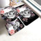 RedBeans 3-teiliges Badvorleger-Set aus Flanell, mit Totenkopf- und Blumenmotiv, weicher WC-Vorleger