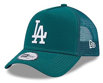 New Era Los Angeles Dodgers MLB League Essential Green A-Frame Adjustable Trucker Cap - One-Size